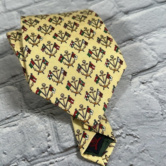 Vintage 90s Y2K Tommy Hilfiger Silk Necktie Flags Nautical Anchor - Picture 13 of 13